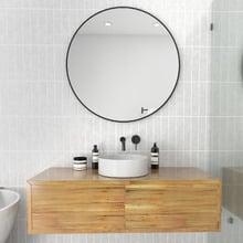 Black Lyla Round Stainless Steel Wall Mirror